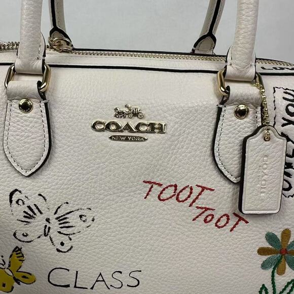 Coach Rowan Satchel Crossbody Bag With Sketch Print In Chalk Leather CAK19 NWT - Picture 11 of 13